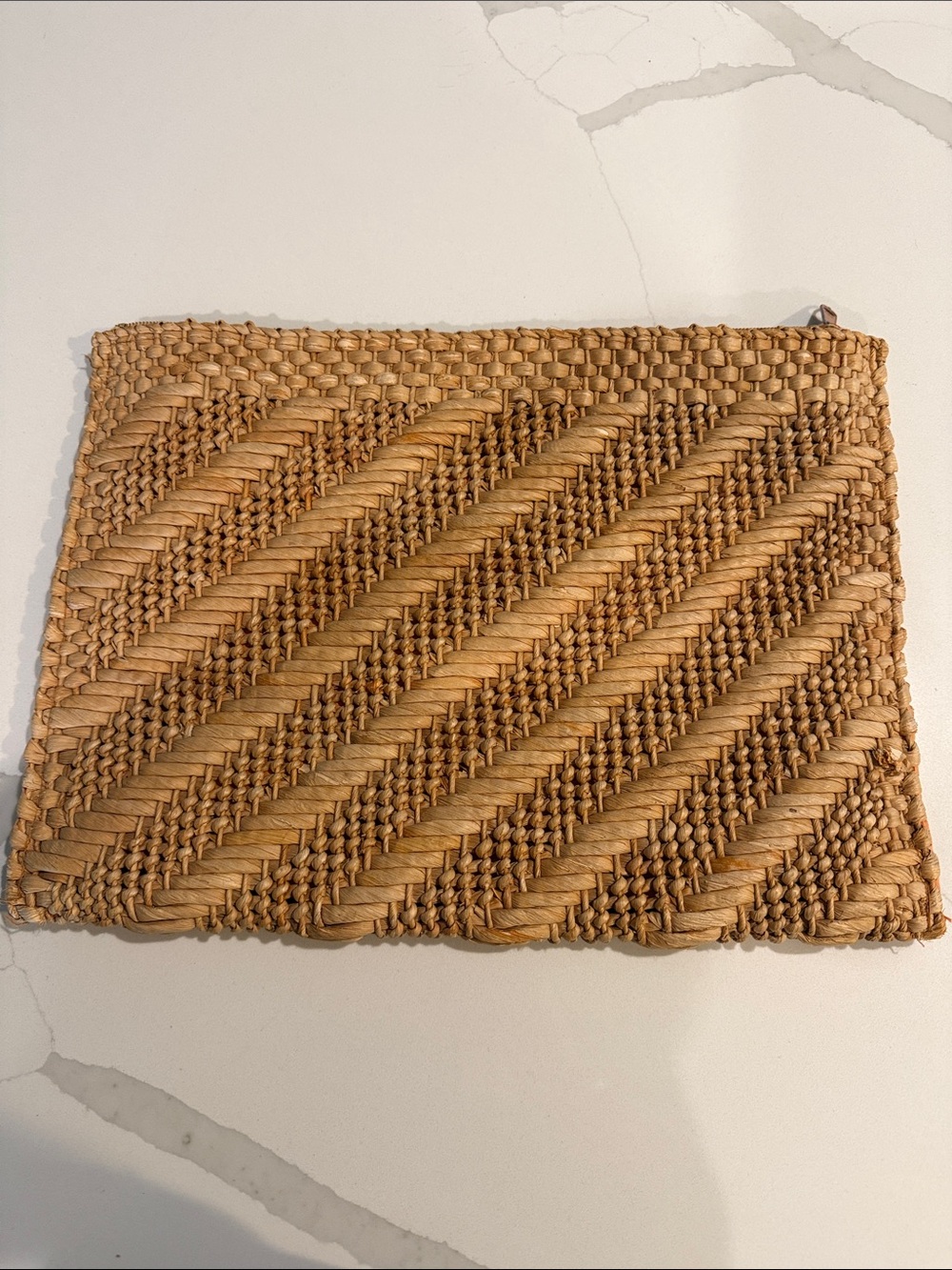 Large Woven Straw Laptop Sleeve Clutch | Natural Seagrass Water Hyacinth Pouch